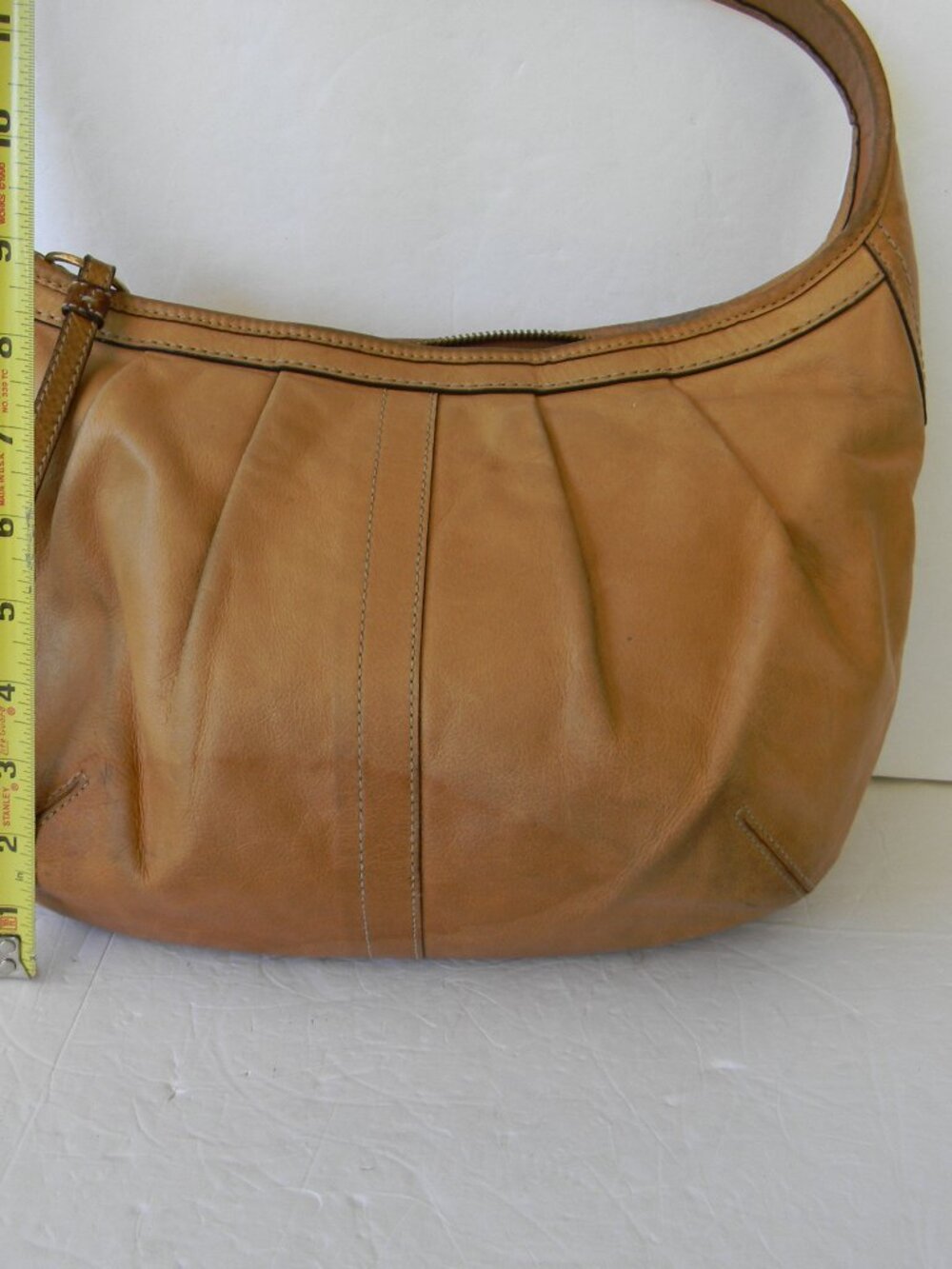 Vintage Coach Ergo Pleated Hobo Bag 12235 Y2K Full Grain Leather Tan Camel - Picture 4 of 11